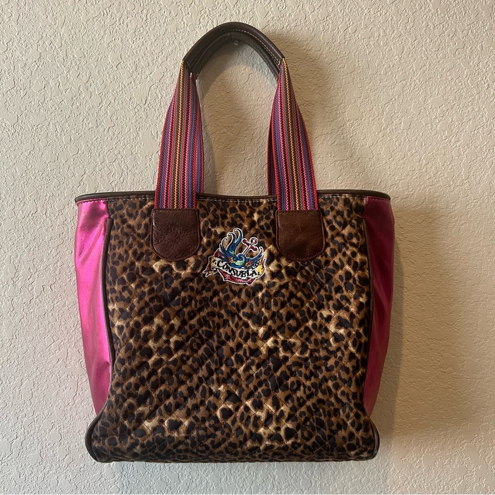 Consuela Leopard Print Tote with Pink Metallic Sides - Picture 5 of 16